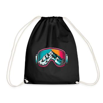 Ski Goggles Skier Skiing Winter Sports Skis - Drawstring Bag - black - Front