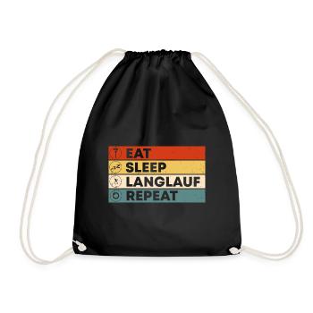 Eat Sleep Langlauf Repeat Wintersport Skifahrer La - Turnbeutel - Schwarz - Vorne