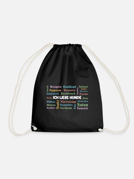 I love dogs (most of the time) - Drawstring Bag - black