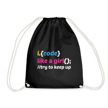 Code Like A Girl Coder Programmer Software Develop - Turnbeutel - Schwarz - Vorne