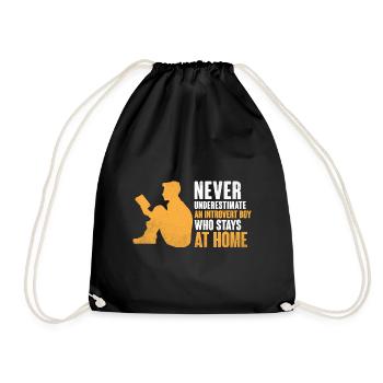 Never Underestimate An Introvert Boy Sayings For - Drawstring Bag - black - Front