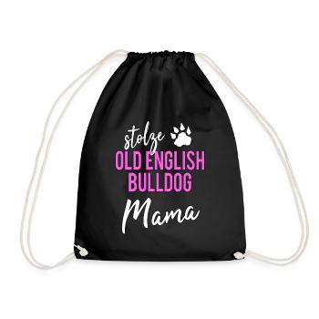 Old English Bulldog Mum Pride OEB Gift - Drawstring Bag - black - Front