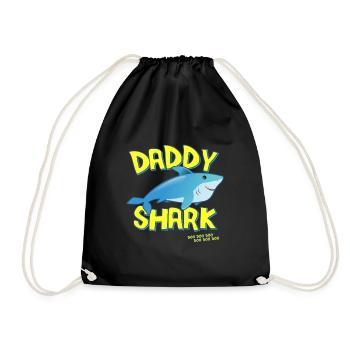 Daddy Shark Father's Day Gift - Drawstring Bag - black - Front