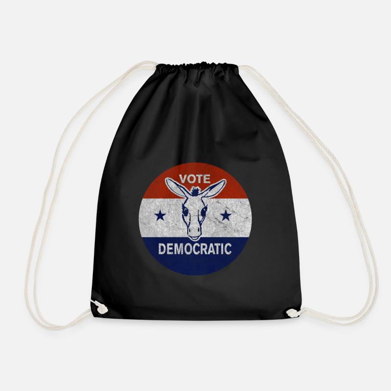 Vote Democratic Retro Democrat - Drawstring Bag - black