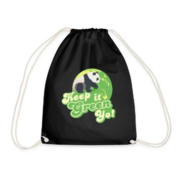 Keep It Green Panda Yo - Turnbeutel - Schwarz - Vorne