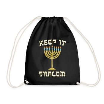 Keep is Shalom Chanukka Menora - Turnbeutel - Schwarz - Vorne