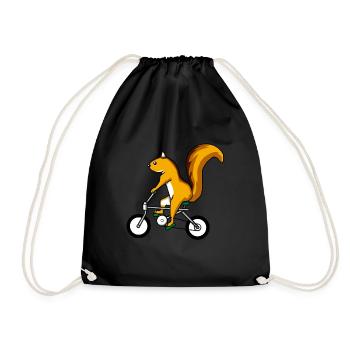 Squirrel Bicycle Chipmunk Rodent - Drawstring Bag - black - Front