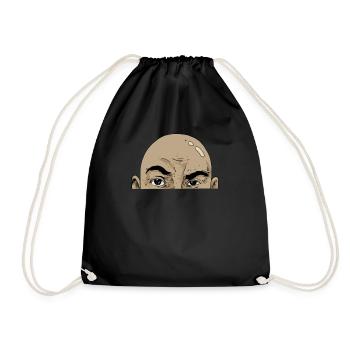 Bald No hair bowling ball gift - Drawstring Bag - black - Front