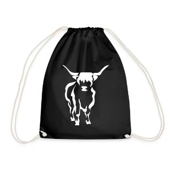 Cow cows beef farmer farmer silhouette gift - Drawstring Bag - black - Front