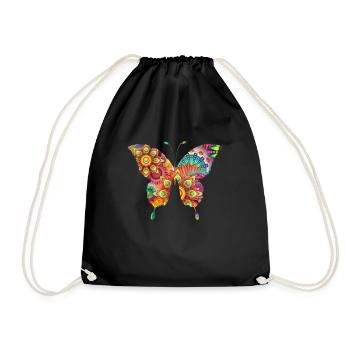Blumen Schmetterling - Turnbeutel - Schwarz - Vorne