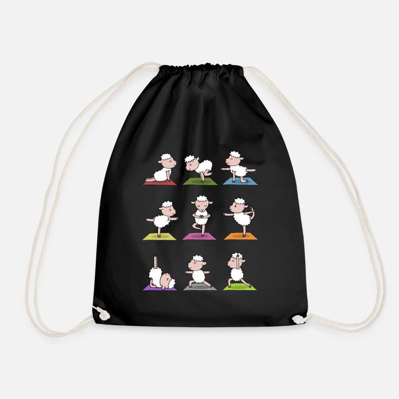 Yoga Sheep Meditation Yogi Namaste Gift - Drawstring Bag - black