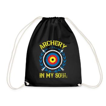Bogenschiessen Langbogen Geschenk - Turnbeutel - Schwarz - Vorne