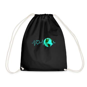 Environmental Protection Climate Protection Heartbeat Earth Day - Drawstring Bag - black - Front