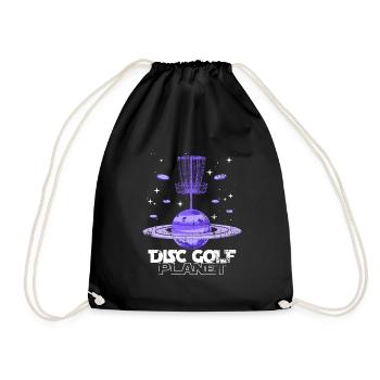 Disc Golf Planet Stern Geschenk - Turnbeutel - Schwarz - Vorne
