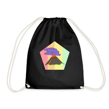 Retro Volcano Lava Geology Hawaii Eruption Vintage - Drawstring Bag - black - Front