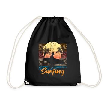 Été, vacances, surf, paumes - Sac de sport léger - noir - Devant