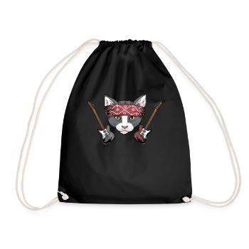Rock Cat Rock and Roll Music Festival Gift - Drawstring Bag - black - Front