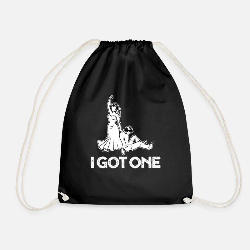 I have one - Funny wedding gift - Drawstring Bag - black