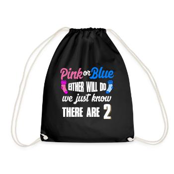 Pregnant mom twins - Drawstring Bag - black - Front