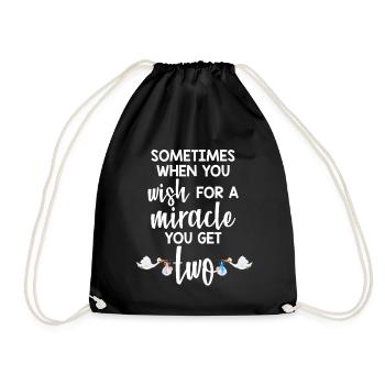 Pregnant twins - Drawstring Bag - black - Front