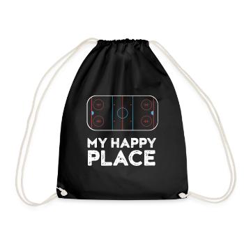 Hockey Hallenhockey Eishockey Feldhockey Geschenk - Turnbeutel - Schwarz - Vorne
