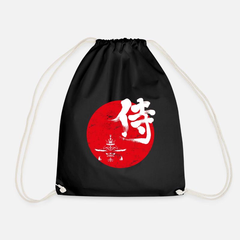 Samurai Japanese art - Drawstring Bag - black