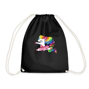 Unicorn Ballerina girl dancing ballet - Drawstring Bag - black - Front