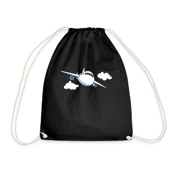 Plane pilot flying flight mechanic gift - Drawstring Bag - black - Front