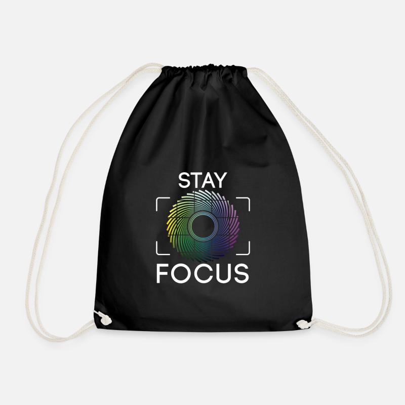 Photographer photographer focus camera - Drawstring Bag - black