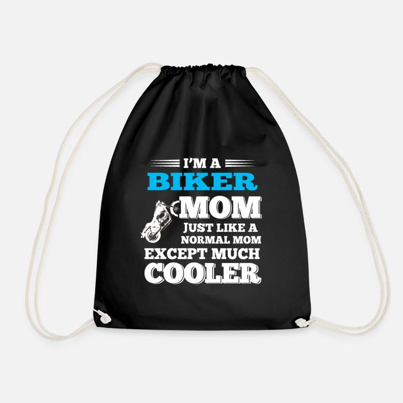 Motorcycle Biker Mama Mom - Drawstring Bag - black