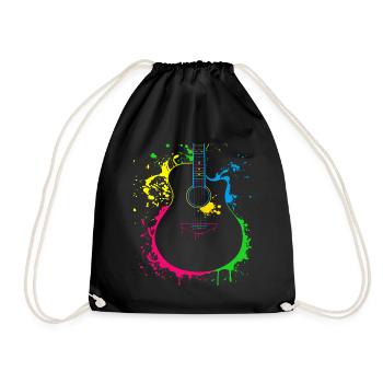 Gitarre Musiker Geschenkidee für Gitarristen - Turnbeutel - Schwarz - Vorne
