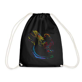 Gitarre Musiker Geschenkidee für Gitarristen - Turnbeutel - Schwarz - Vorne