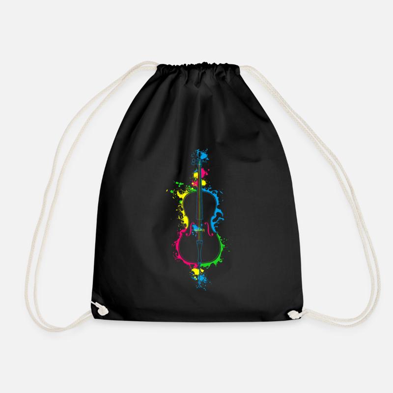 Violin Cello Violinist Gift Idea - Drawstring Bag - black