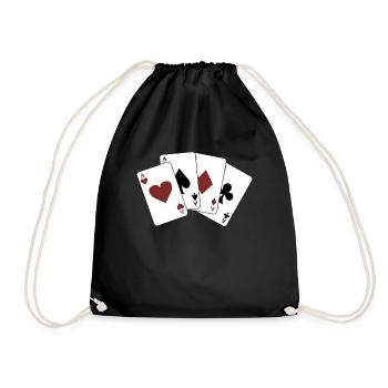Poker Casino Glücksspiel Vegas Blackjack Geschenk - Turnbeutel - Schwarz - Vorne