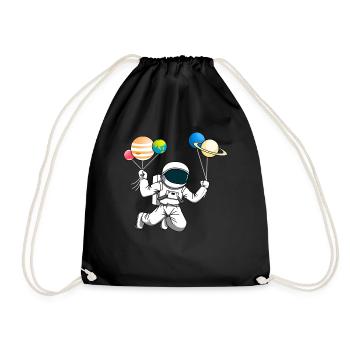 Astronaut space planets balloons universe - Drawstring Bag - black - Front