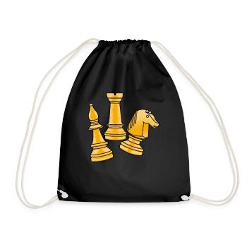 Chess king Chess king Chess piece Board game - Drawstring Bag - black - Front