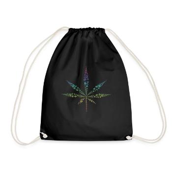 Cannabis Hanf - Turnbeutel - Schwarz - Vorne