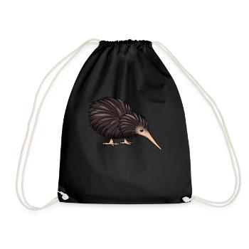 Kiwi Vogel Neuseeland Tier Liebhaber Geschenk - Turnbeutel - Schwarz - Vorne