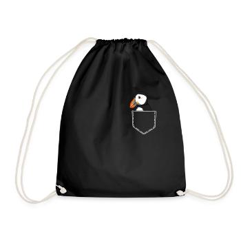 Puffin bird animal nature wildlife gift - Drawstring Bag - black - Front