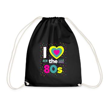 I Love the 80s Retro Mottoparty Neunziger 80er - Turnbeutel - Schwarz - Vorne