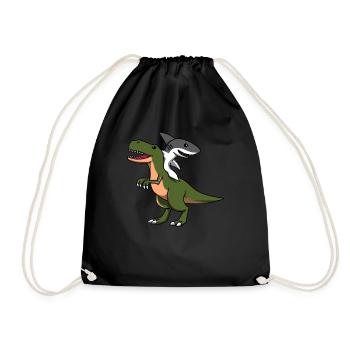 Grand dinosaure requin blanc Trex Tyrannosaurus - Sac de sport léger - noir - Devant