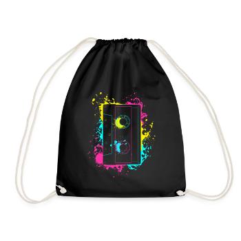 Vintage Splash Kasette 80er und 90er Geschenke - Turnbeutel - Schwarz - Vorne