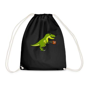 Tee Dinosaurier T Rex Tyrannosaurus Wortspiel - Turnbeutel - Schwarz - Vorne