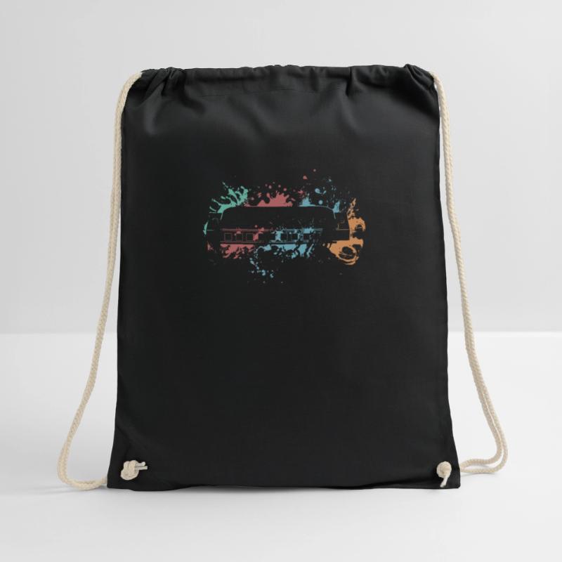 Retro Splash Harmonica Drawstring Bag