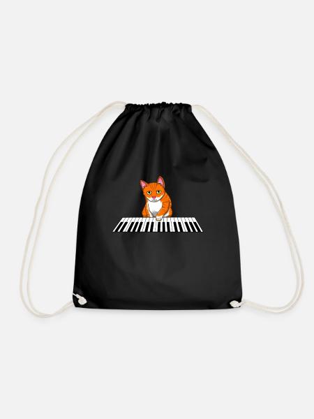 Katze Klavier Musik Kätzchen Keyboard Instrument - Turnbeutel - Schwarz
