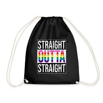 Straight outta Gay Pride LGBT Regenbogenfahne - Turnbeutel - Schwarz - Vorne