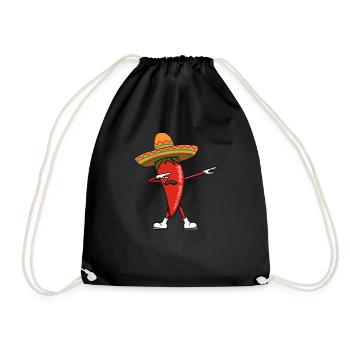 Chili Chilischote Dabbing Essen Rot Scharf Mexiko - Drawstring Bag - black - Front