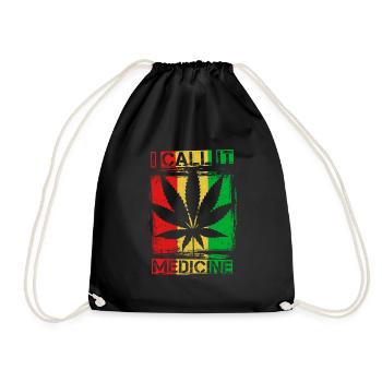 Weed Chanvre Hippie Rétro THC 420 Cadeau - Sac de sport léger - noir - Devant