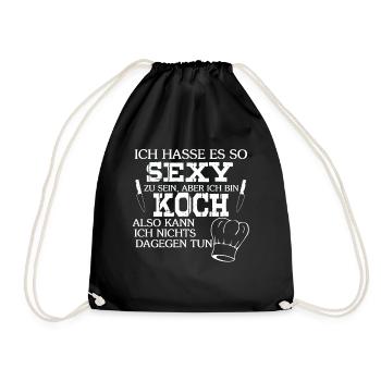 Koch kochen - Turnbeutel - Schwarz - Vorne