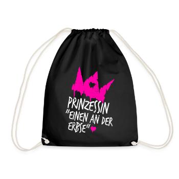 Prinzessin Krone Tussi Erbse Lustige Sprüche - Turnbeutel - Schwarz - Vorne